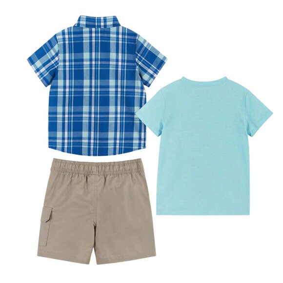 ANDY & EVAN Kids' 3-Piece Outfit Set | Button-Down, Tee & Cargo Shorts - Picture 2 of 9